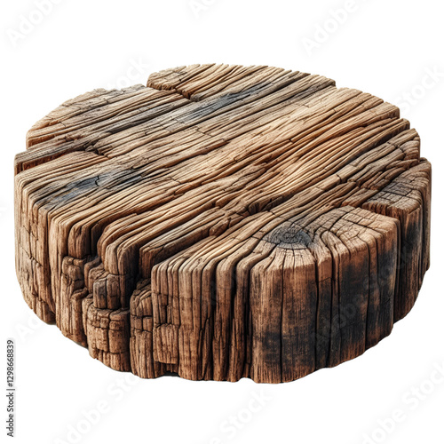 Old wooden board with cracks Isolated on white background