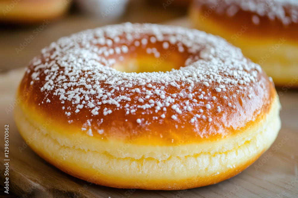 Traditional Berliner for carnival and party. German Krapfen or donuts with streamers and confetti. Colorful carnival or birthday image Traditional Berliner for carnival and party. German Krapfen or donuts with streamers and confetti. Colorful carnival or birthday image