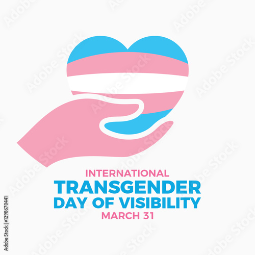 International Transgender Day of Visibility poster vector illustration. Hand giving heart icon. LGBTQIA transgender love symbol. Transgender graphic design element. Template for background, banner