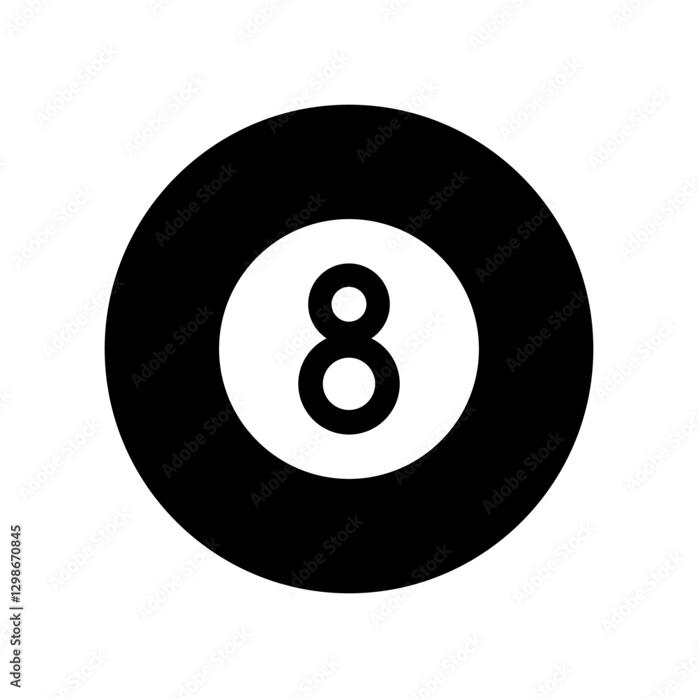 Minimalist Outline Illustration of an 8 Ball in Circular Design Minimalist Outline Illustration of an 8 Ball in Circular Design