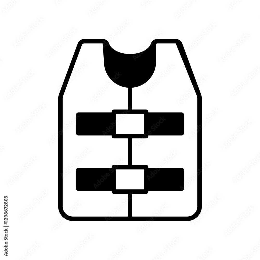 Minimalistic Outline Illustration of Life Jacket for Water Safety Minimalistic Outline Illustration of Life Jacket for Water Safety