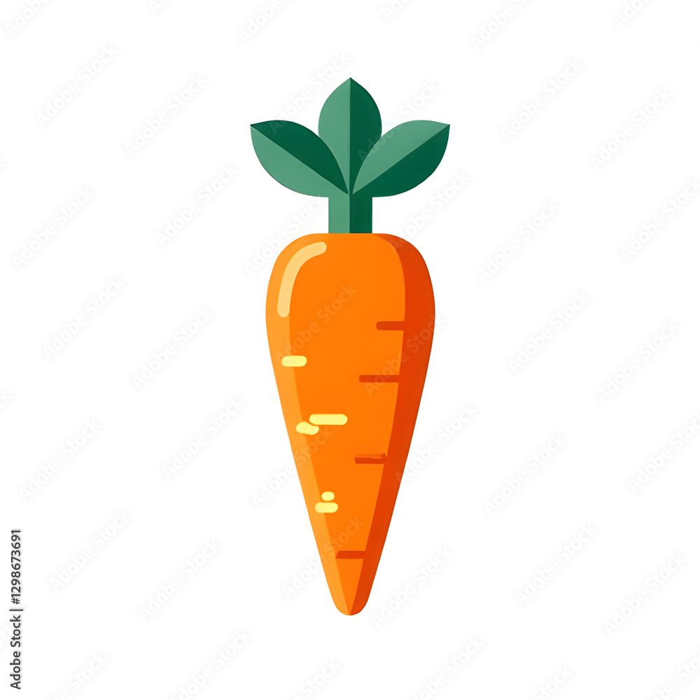 Fresh Carrot Illustration with Green Leaves Fresh Carrot Illustration with Green Leaves