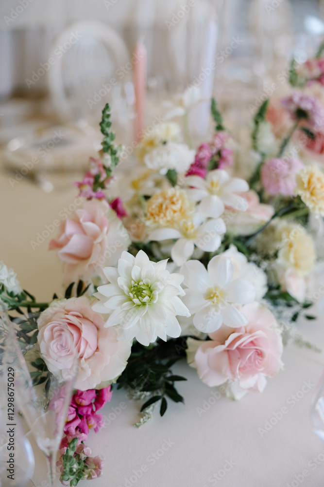 Elegant Wedding Table Setting with Lake View Elegant Wedding Table Setting with Lake View