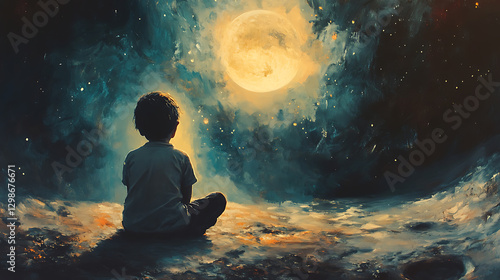 boy talks to the moon