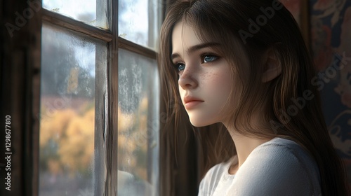 Emotive Portrait of Melancholic Girl Looking Through Window - Capturing Loneliness and Reflections in a Light Photography Concept Free Download Emotive Portrait of Melancholic Girl Looking Through Window - Capturing Loneliness and Reflections in a Light Photography Concept - GFXLoad