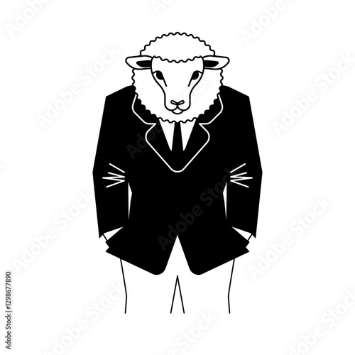Sheep businessman. ewe in business suit. jumbuck boss.