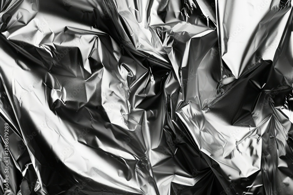 Silver chrome color crumpled aluminum foil. Detailed photo textured background Silver chrome color crumpled aluminum foil. Detailed photo textured background
