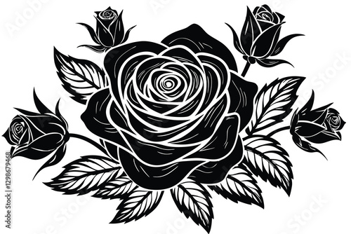 Black Rose Bouquet Silhouette