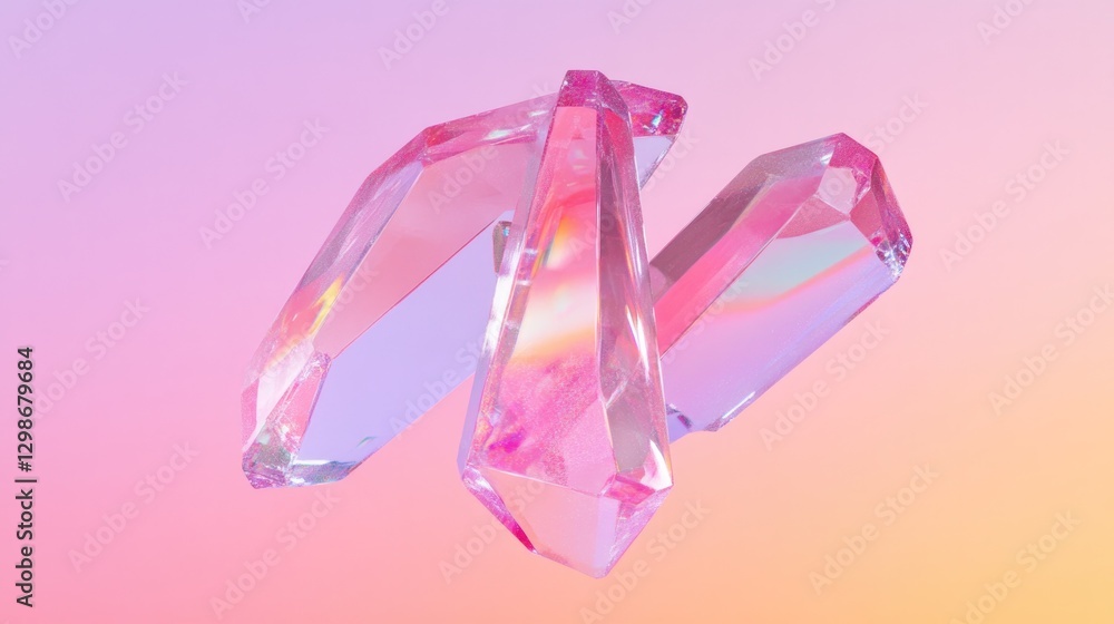 Translucent crystals reflecting light, creating stunning gradien Translucent crystals reflecting light, creating stunning gradien