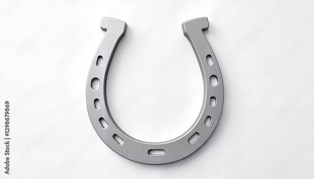 Classic Silver Horseshoe on White Background, Lucky horseshoe Classic Silver Horseshoe on White Background, Lucky horseshoe