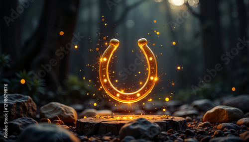 Glowing Horseshoe in Enchanted Forest, Lucky horseshoe