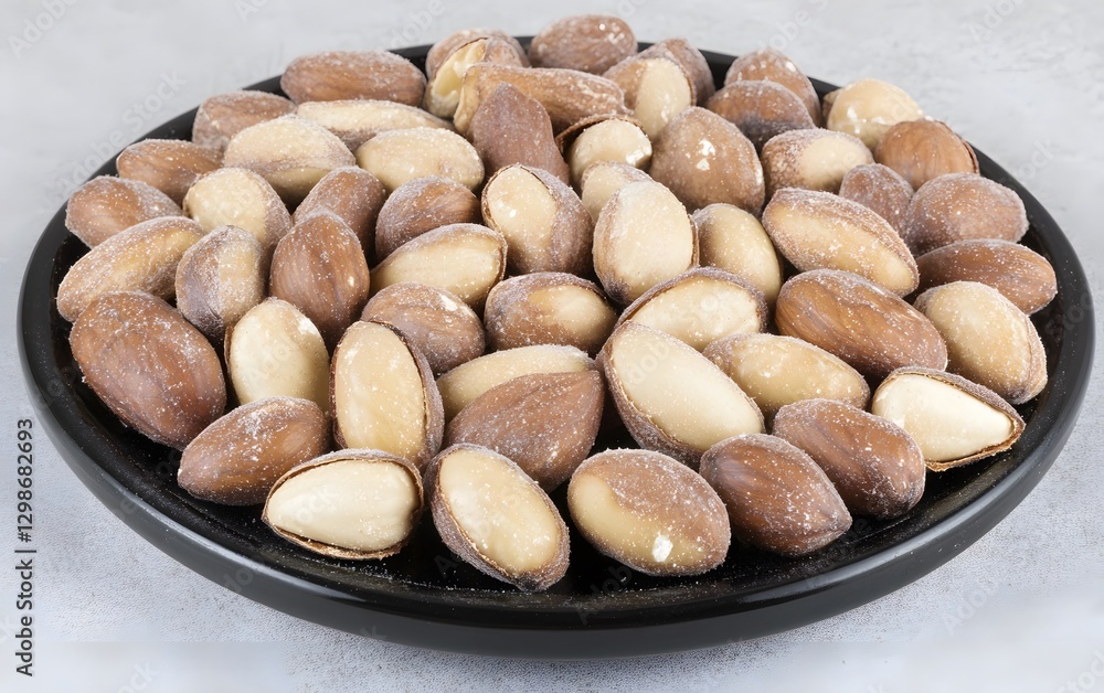 Obraz premium Roasted Almonds in Black Bowl Close Up Photo