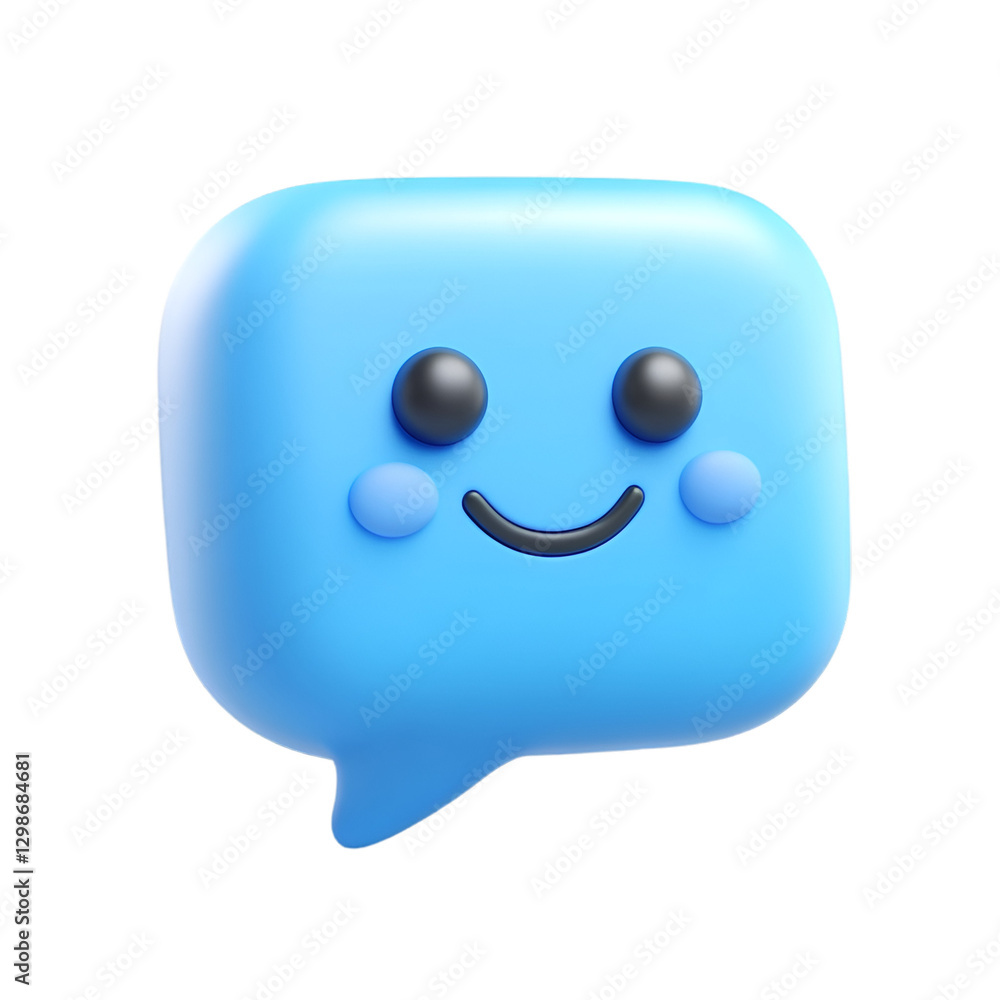 Happy blue speech bubble smiling joyfully cheerful communication Happy blue speech bubble smiling joyfully cheerful communication