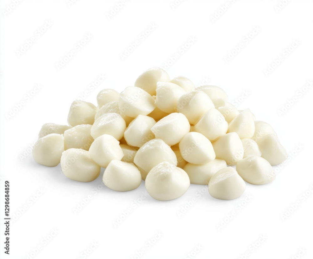 Fresh Soft Cheese Balls Piled on White Background for Culinary Use Fresh Soft Cheese Balls Piled on White Background for Culinary Use