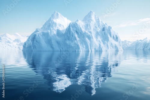 Wallpaper Mural  Majestic Iceberg Reflection: An awe-inspiring iceberg, with its peaks, floats serenely in tranquil waters. the mirror-like reflection. Torontodigital.ca