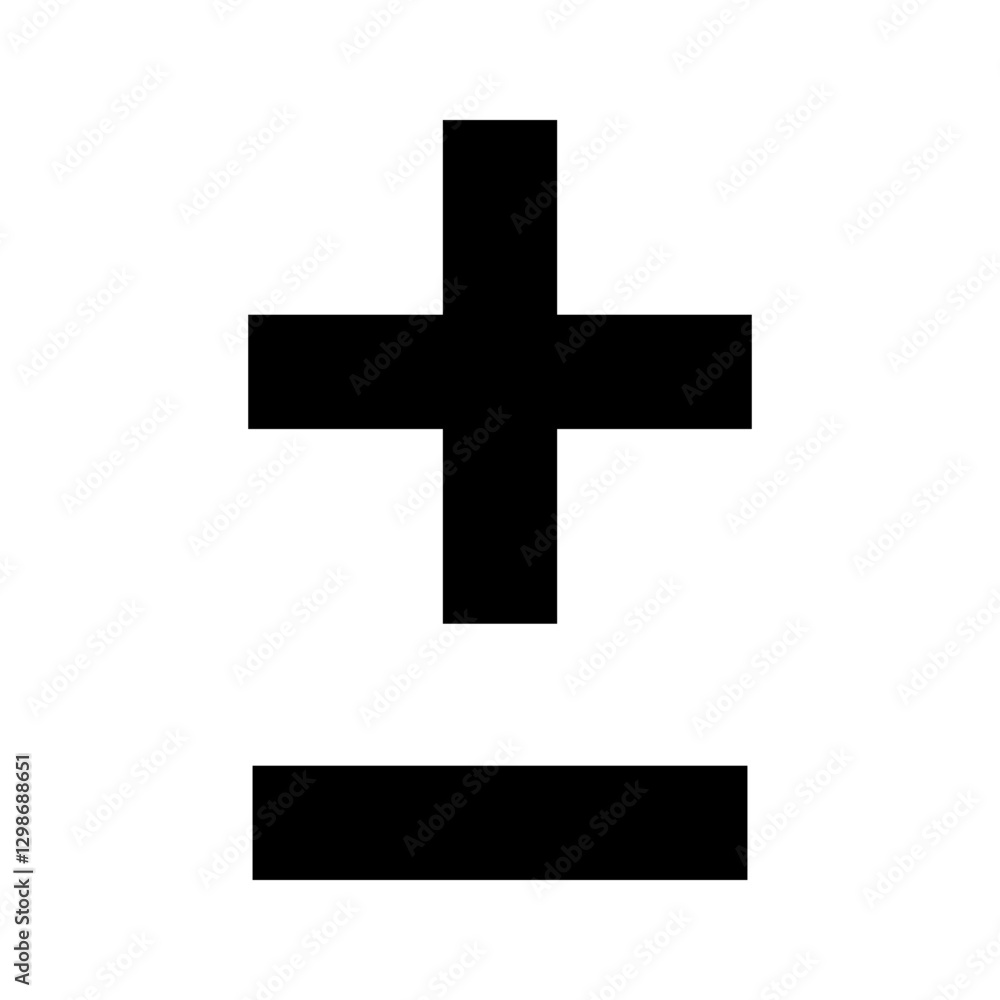 Black plus-minus sign, isolated vector on transparent background Black plus-minus sign, isolated vector on transparent background