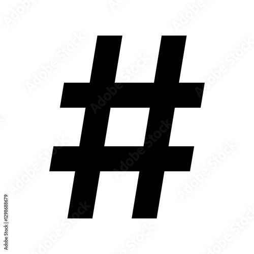 Black # number sign hash symbol, isolated vector on transparent background