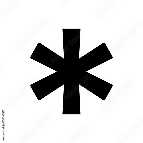 Black * asterisk sign, isolated vector on transparent background