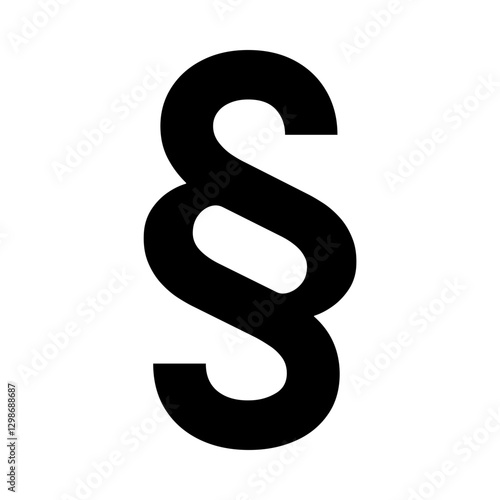 Black § section sign, isolated vector on transparent background
