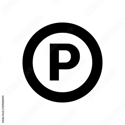 Black ℗ sound recording copyright symbol, isolated vector on transparent background