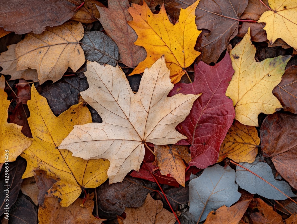 Pile of colorful fall leaves on the ground Pile of colorful fall leaves on the ground