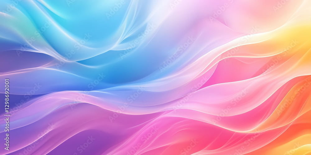 Abstract multicolored flowing waves, blending blue, pink, yellow and orange colors. Abstract multicolored flowing waves, blending blue, pink, yellow and orange colors.