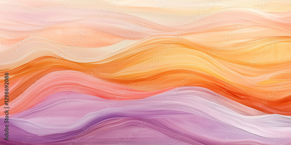 Abstract painting of flowing gradient waves in pink, orange, and peach hues Abstract painting of flowing gradient waves in pink, orange, and peach hues