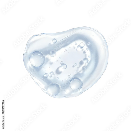 Transparent skincare serum with air bubbles, highlighting hydration.