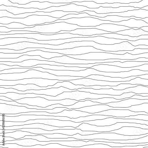 Horizontal curved lines, hand drawing, minimalistic vector background, seamless pattern