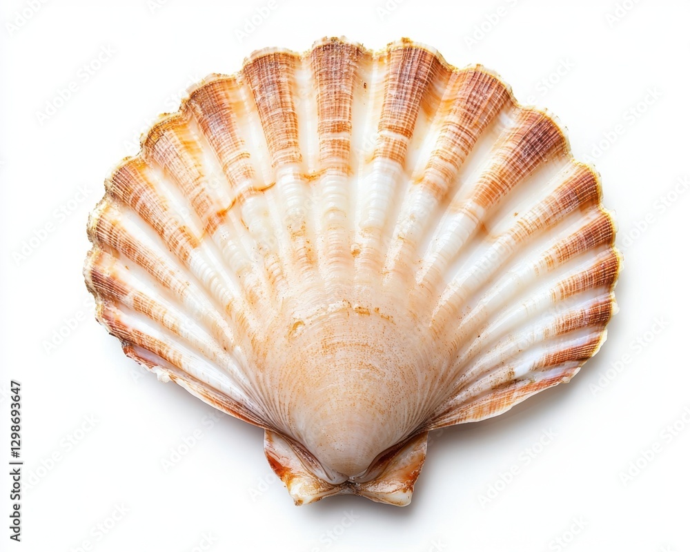 Beautiful Scallop Shell with Delicate Patterns and Subtle Colors Beautiful Scallop Shell with Delicate Patterns and Subtle Colors
