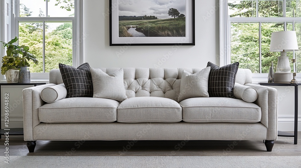 Fototapeta premium Cream Sofa in Modern Living Room