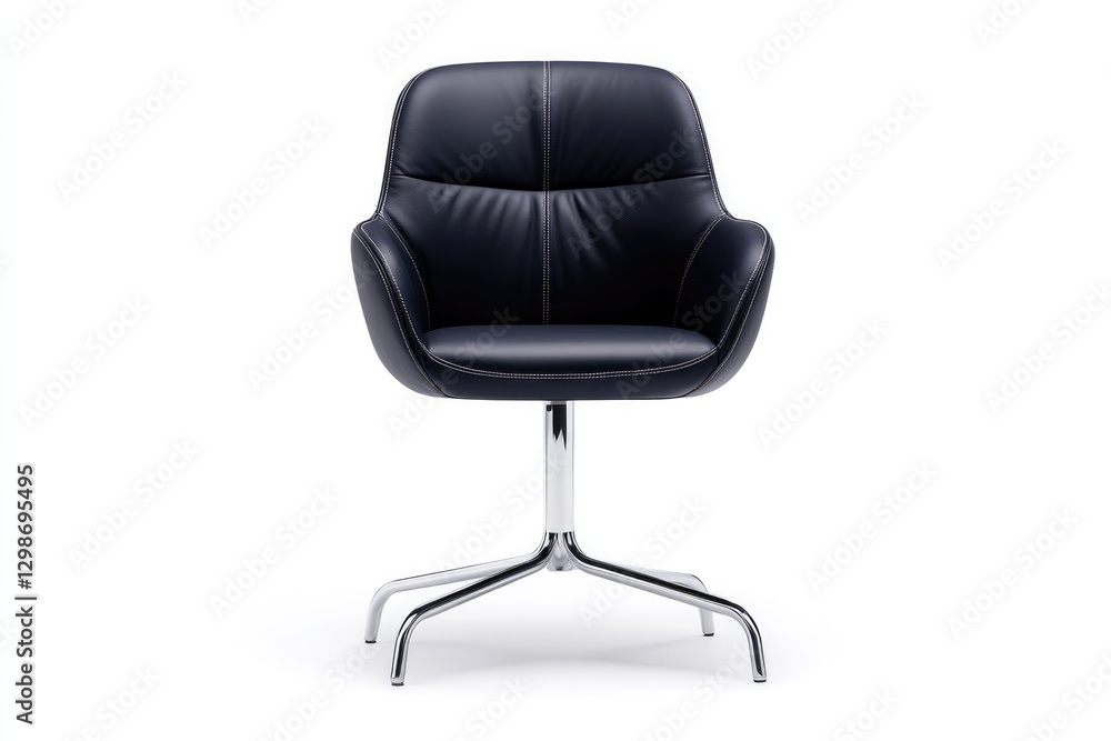 Sleek black chair features elegant curves and plush cushioning f Sleek black chair features elegant curves and plush cushioning f