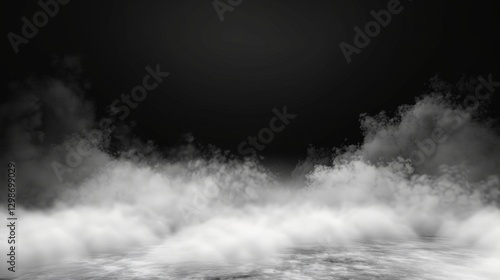 Wisps of Fog Rise From an Ethereal Black Background in a Minimalist Black and White Composition