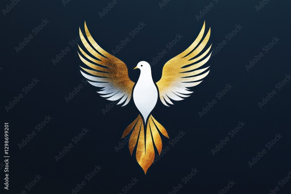 Obraz premium A dove soars gracefully, symbolizing the Holy Spirit and embodying peace, humility, and divine presence during key Christian events to inspire faith and hope