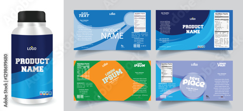 Label design set, soft drink bottle label design. Soda can vector. Energy drink label design. Orange flavor fruit juice label template design set.