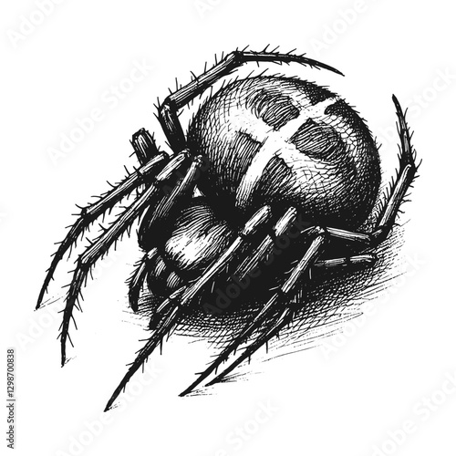 Spider sleeping line art drawing ink sketch vector hand drawn illustration background restful moments  napping under the sun