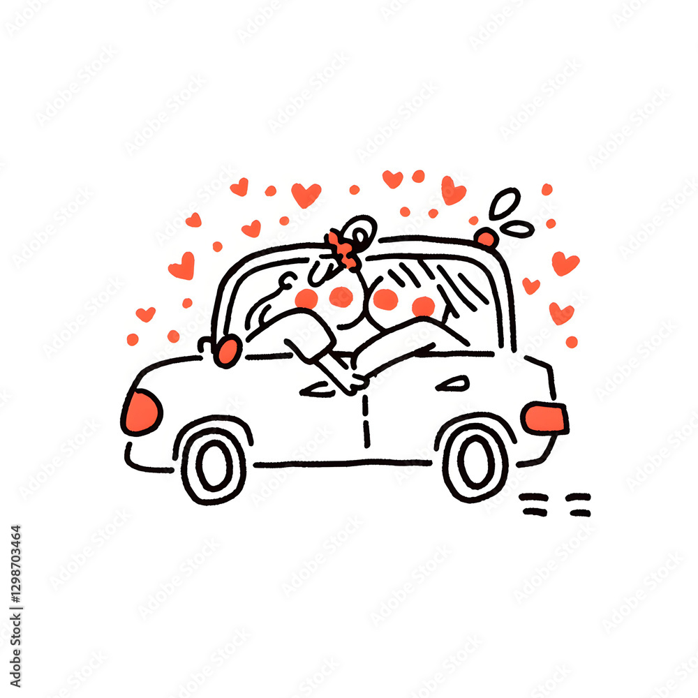Fototapeta premium Lovers kiss in a car 