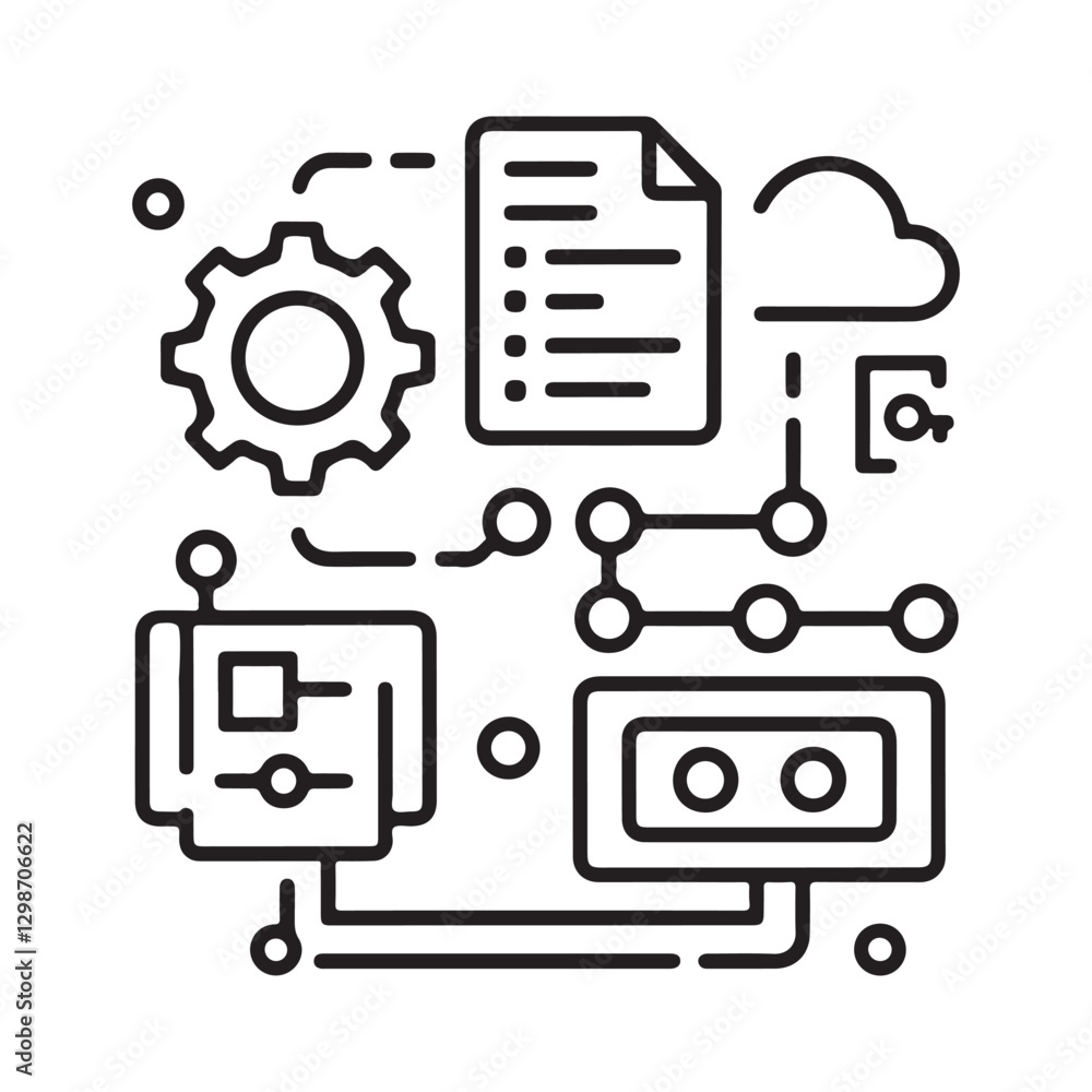 Office Workflow Automation Icon vector art Office Workflow Automation Icon vector art