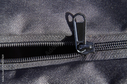 Zipper black bag backpack textile accessories macro