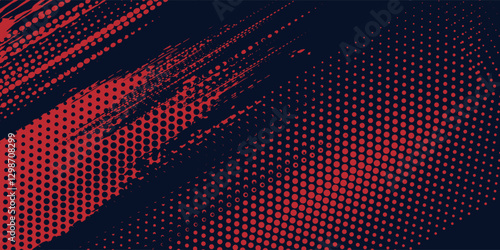 Red halftone dots blue color pattern gradient grunge texture background. Dot pop art comic sport  modern arts