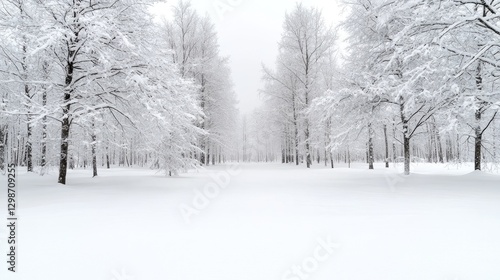 Wallpaper Mural Snow-covered trees in winter park; peaceful scene Torontodigital.ca