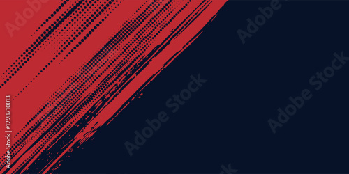 Red halftone dots blue color pattern gradient grunge texture background. Dot pop art comic sport  modern arts