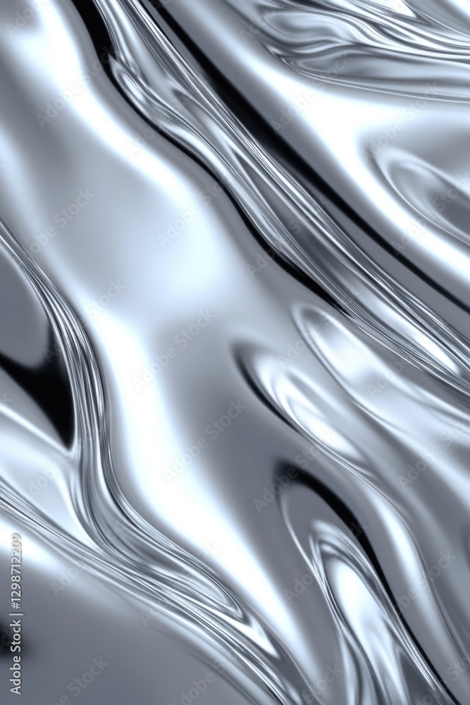 Fototapeta premium Flowing metallic surface showcases smooth, reflective patterns w