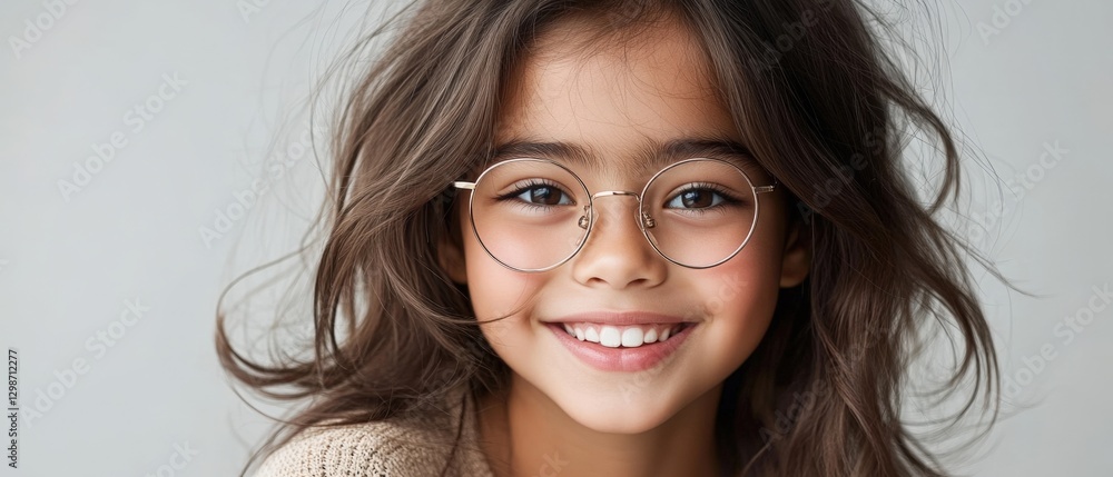 Happy Young girl with Glasses Smiling Happy Young girl with Glasses Smiling