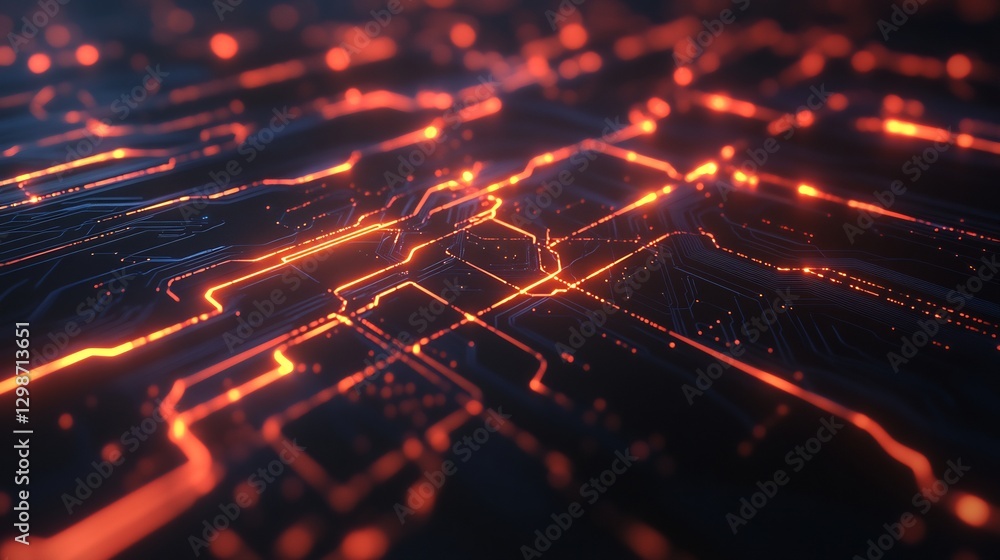 glowing AI circuit neon pathways glowing AI circuit neon pathways