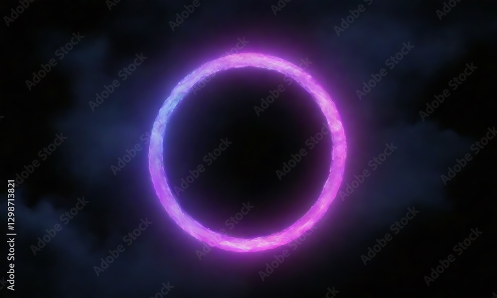 Circular light with neon effect on a dark background, perfect for graphic design projects Circular light with neon effect on a dark background, perfect for graphic design projects