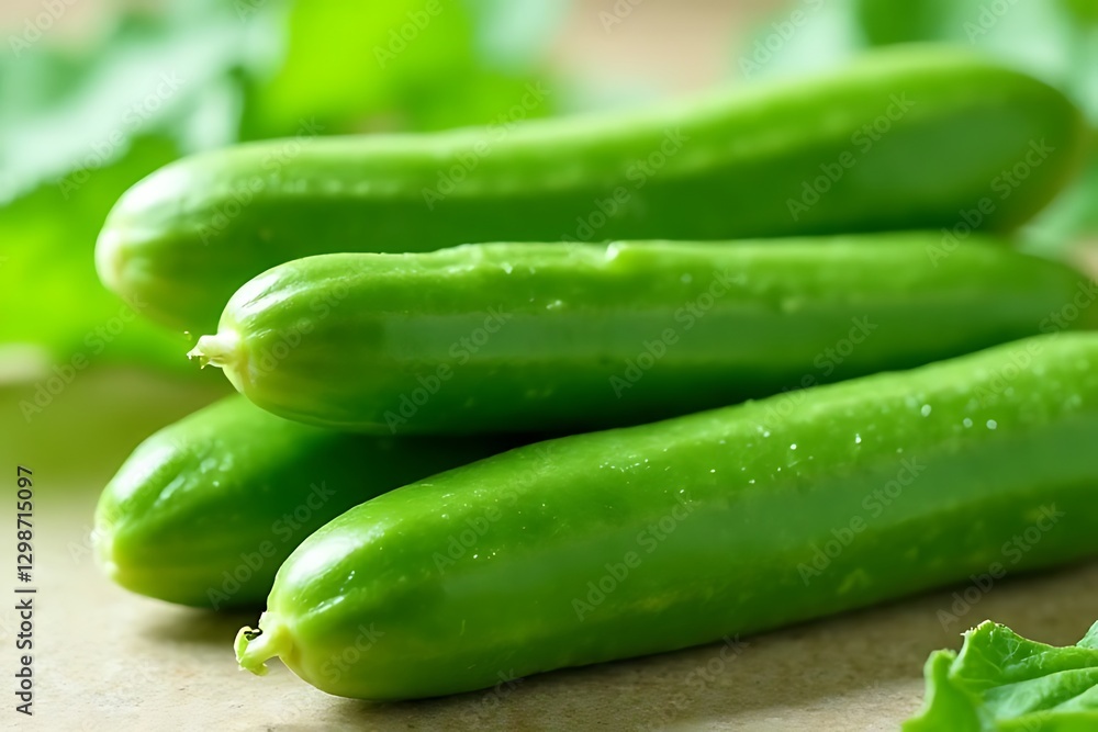 stack of vibrant green cucumbers rests against a backdrop of green foliage. stack of vibrant green cucumbers rests against a backdrop of green foliage.