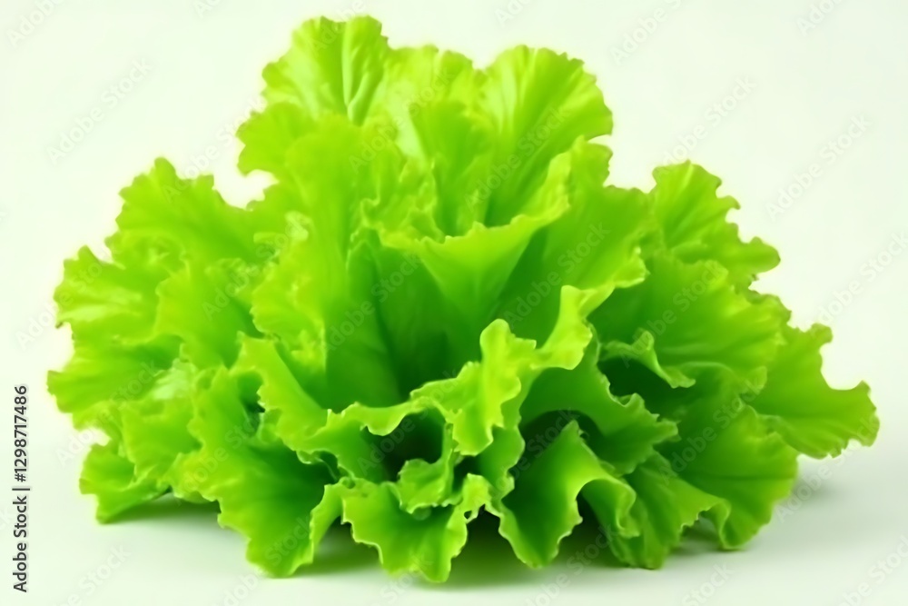 vibrant head of lettuce with curly leaves on a white background. vibrant head of lettuce with curly leaves on a white background.