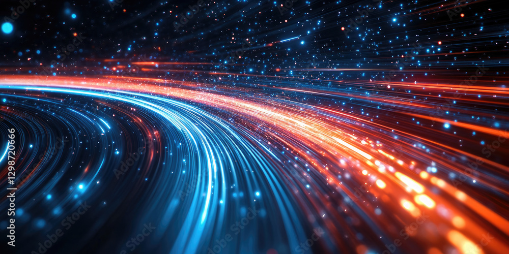 High-energy motion light trail effect with glowing blue, red, and orange streaks High-energy motion light trail effect with glowing blue, red, and orange streaks