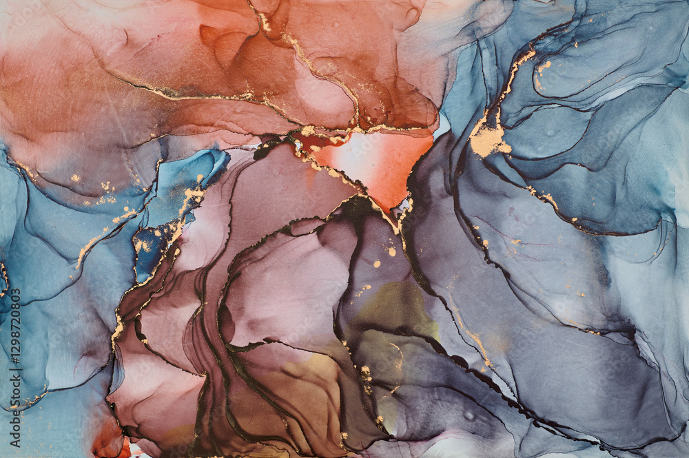 Fototapeta premium Abstract clouds. Modern futuristic pattern marble translucent colors texture.. Multicolor dynamic background mixing liquid paints art.